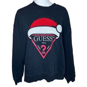 Y2K Vintage Guess Pullover Crew Neck Sweater Santa Hat Women’s Size‎ M